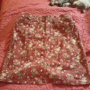 Jones New York Floral Chintz Corduroy Skirt